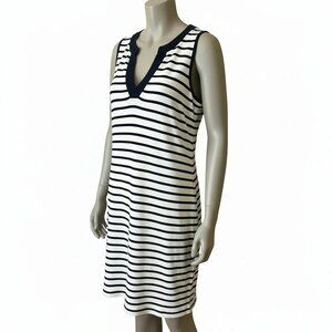 Lands' End Navy and White Striped Top